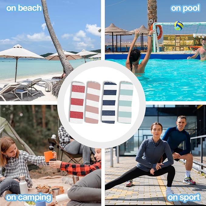 4 Pack Towels for Bathroom, Beach Towel, Microfiber Lightweight Beach Towels Oversized, Towel Accessories for Christmas Bridal Shower Halloween Favors Pool Travel 32x71 IN, Bohemian Boho Striped