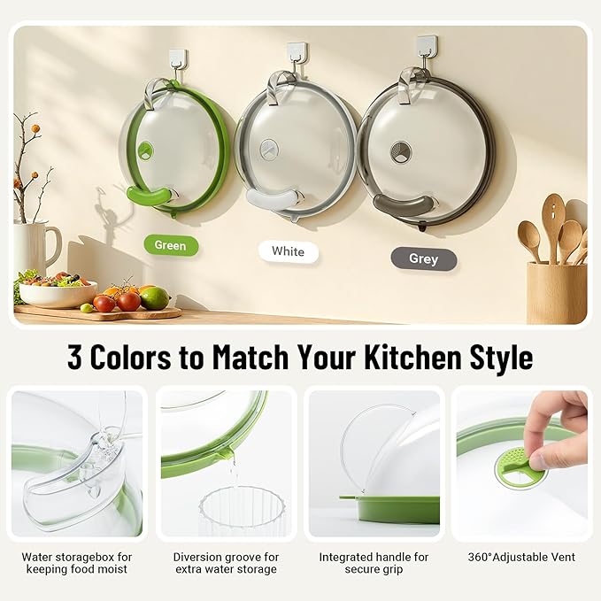 Microwave Splatter Cover with Water Steamer, Upgraded Microwave Cover for Food with Handle, Clear Plate Covers, Splatter Guard, Kitchen Essentials Gadgets, House Warming Gifts New Home, 10 Inch