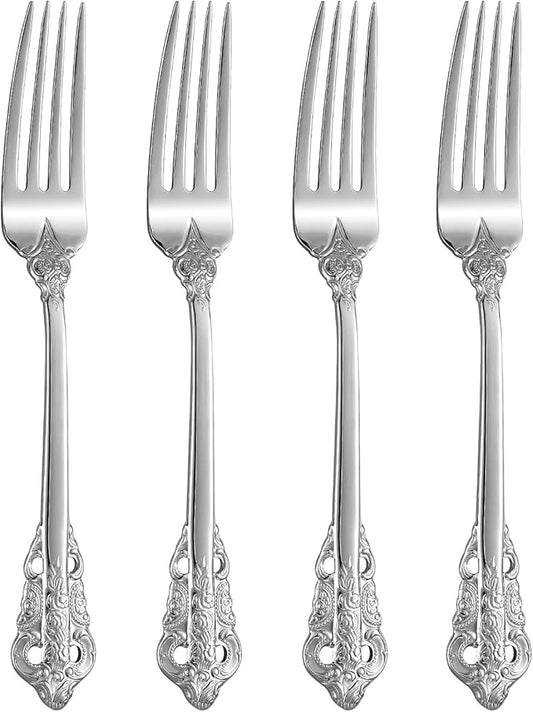 KEAWELL Luxury Dinner Fork, Set of 4, 18/10 Stainless Steel, 8 Inches, Dishwasher Safe, Mirror Polished, Silverware Fork Set (Silver)