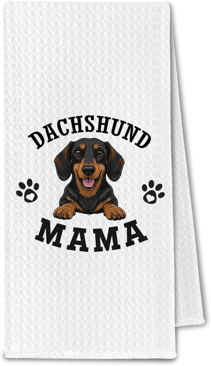 Dachshund Kitchen Towels, Weenie Dog Mama Gifts for Women & Dogs Moms, Dog Lover Gifts Decorative Hand Towels for Bathroom, 16x24 Inch