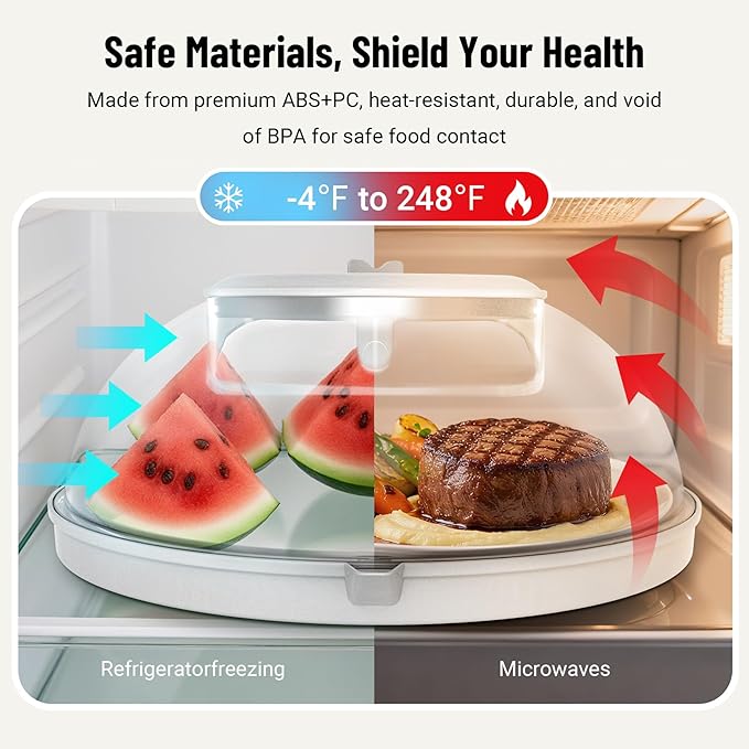 Microwave Splatter Cover with Water Steamer, Upgraded Microwave Cover for Food with Handle, Clear Plate Covers, Splatter Guard, Kitchen Essentials Gadgets, House Warming Gifts New Home, 10 Inch