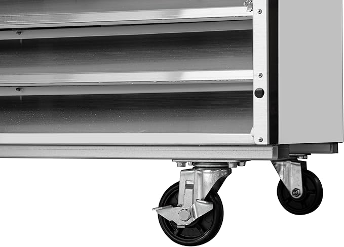 KoolMore Commercial Stainless-Steel Upright Freezer with Reach-In Self-Close Glass Doors, 6 Storage Shelves, Heavy-Duty Caster Wheels, Frost-Free Temperature Control - 47 Cu.Ft [Silver] (RIF-2D-GD)