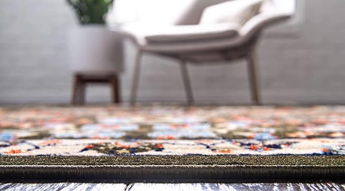 Unique Loom Espahan Collection Area Rug - Cape Cod (6' 1" x 9' Rectangle, Green/ Black)