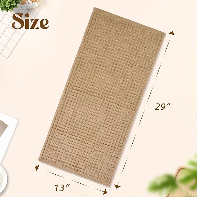 Jacquotha Waffle Bathroom Hand Towels 5-Piece (Tan) – Cotton, Soft, Lightweight, Lint Free, 13” x 29”