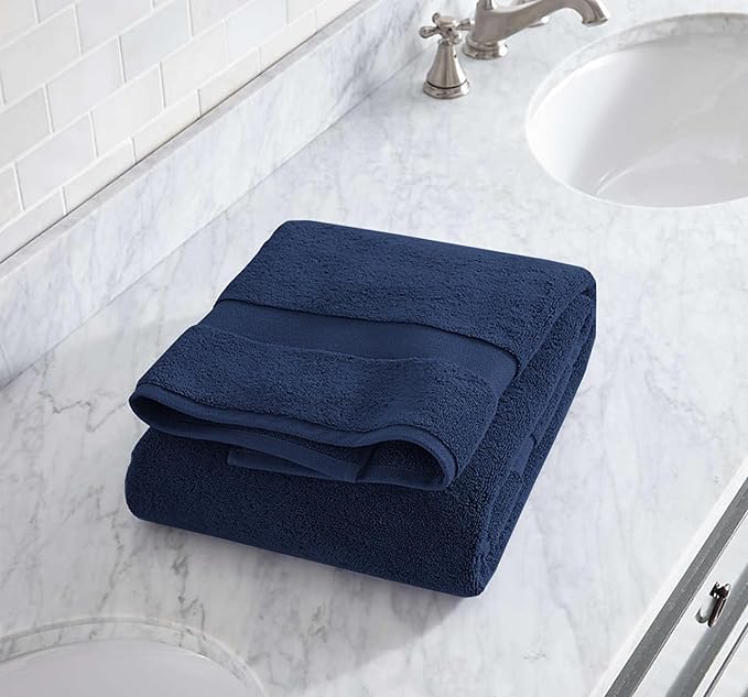 Delara 100% Organic Cotton Towels 650 GSM Plush Feather Touch Quick Dry Towel, 6-Piece Towel Set GOTS Certified, Oeko-Tex Green Certified, 1 Bath Towel, 1 Bath Sheet, 2 Hand Towels & 2 Wash Cloths