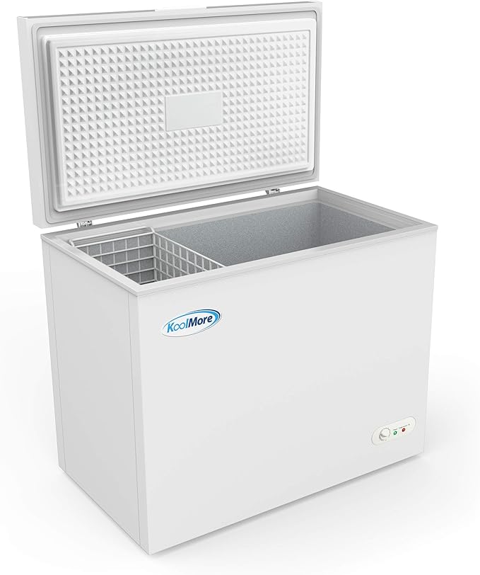 KoolMore SCF-7C Deep Chest Freezer with Two Wire Basket, 7 cu. ft. Food and Meat Storage, for Commercial and Home Use ETL Certification, White