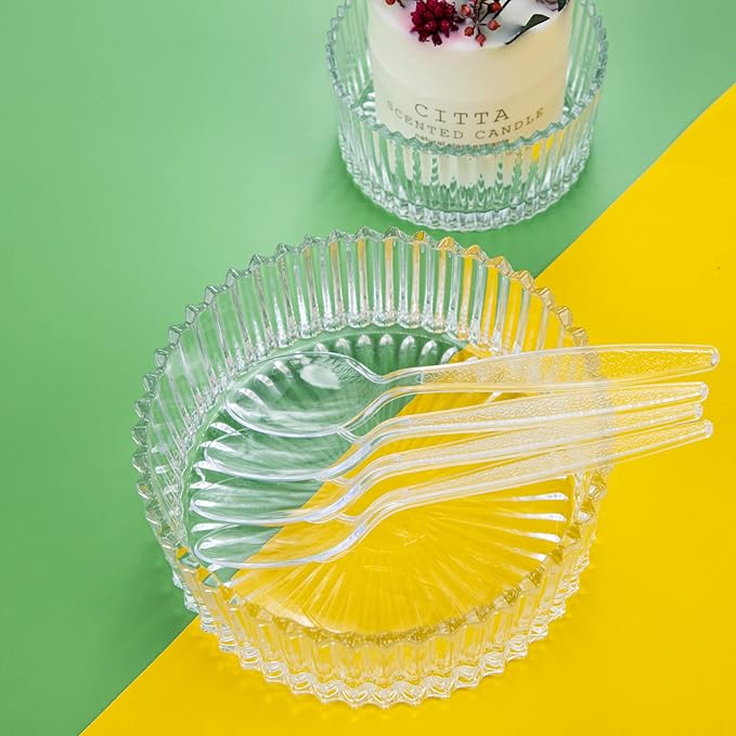 Ciaell 500PCS Clear Plastic Spoons - Heavy Duty Plastic Cutlery - 6.7inch Heavyweight and Disposable Clear Spoons for Parties Weddings Restaurant