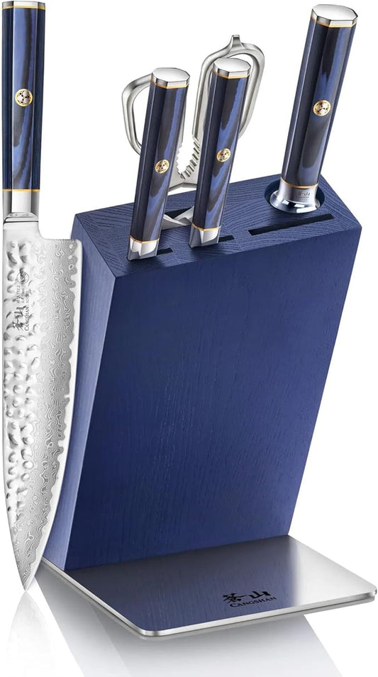 Cangshan KITA Series 6-Piece Knife HUA Block Set, High Carbon X-7 Damascus Steel, 501783 (Blue, 6pc)