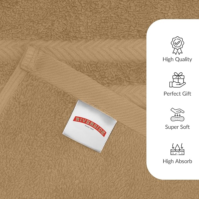 RIVERSIDE Pack of 2 Extra Large Bath Sheets 35 x 70 Inches - 100% Ring Spun Cotton Hotel Quality Oversized Bath Towels - Super Soft, Highly Absorbent & Quicker to Dry - Tan