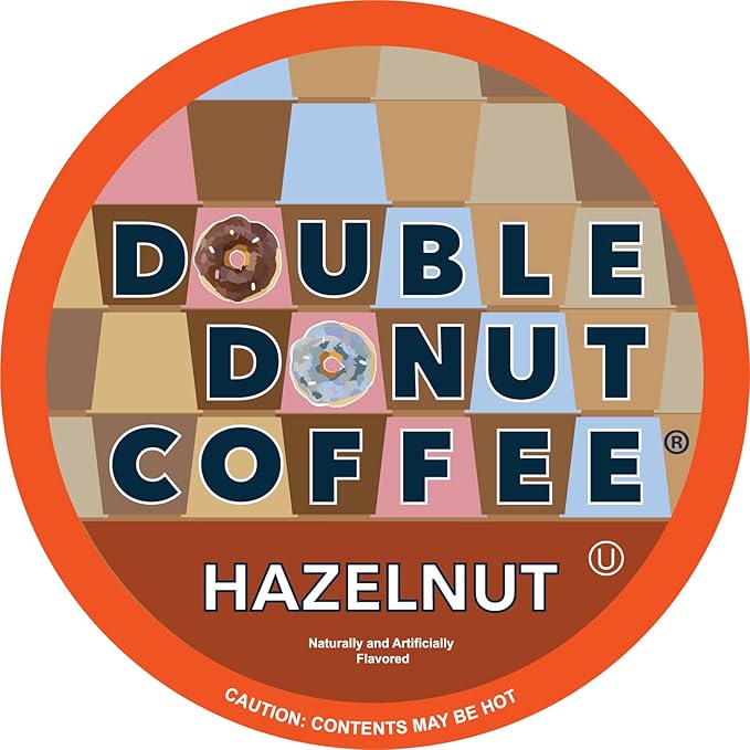 Double Donut Coffee Flavored Coffee Pods, Caffeinated Hazelnut Coffee Pods for Keurig K Cups Machines, Medium Roast, 80 Count (Pack of 1)