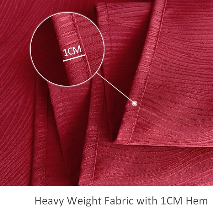 maxmill Jacquard Table Cloth Waving Pattern Water Resistant Wrinkle Resistance Heavy Weight Soft Tablecloth for Kitchen Dinning Tabletop Decoration Oblong 60 x 140 Inch Red