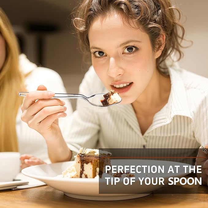 Liacere 360 Pieces Clear Plastic Spoons - Heavyweight Disposable Spoons-6.7inch Heavy Duty clear Cutlery - Plastic Utensils - Perfect for Chrismas Parties and Restaurants for Spring