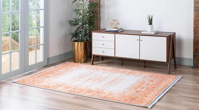 Unique Loom Traditional Classic Intricate Design with Distressed Vintage Detail, Area Rug, 3' 3 x 5' 3 Rectangular, Terracotta/Gray