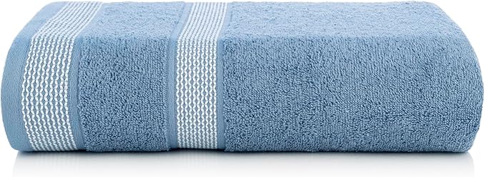CASA COPENHAGEN Solitaire Mix 6 Pieces Towel Set- Grey Violet + Dusty Blue, 600 GSM 2Bath Towel 2Hand Towel 2Washcloth, Designed in Denmark Made of Soft Egyptian Cotton for Bathroom, Kitchen & Shower