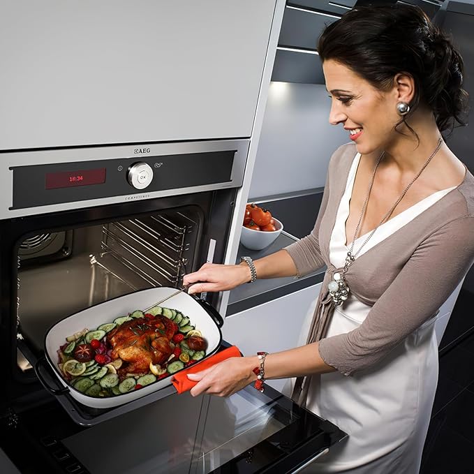 4.5 Quart Ceramic Baking Dish,Serving Bakeware for Casserole,Lasagna,Gratin,Broiling,Roasting,and Baking.Large Deep 14x10x3.11 inches Pan,Safe for Oven Microwave Refrigerator Disinfection Cabinet and