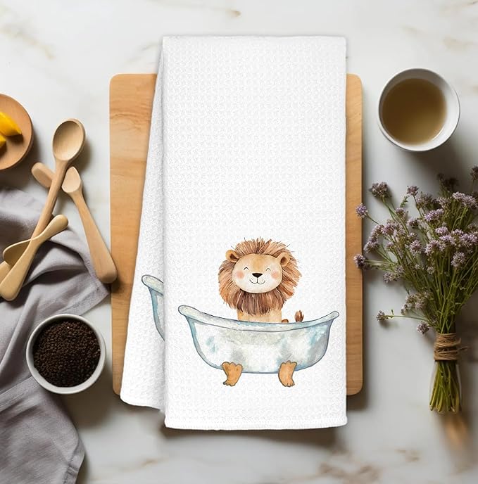 Lion Decor Hand Towels Decorative, Toddler Kids Bathroom Decor, Lion Gifts Hand Towels Drying Cloth for Kids Toddler Bathroom, 16x24 Inch