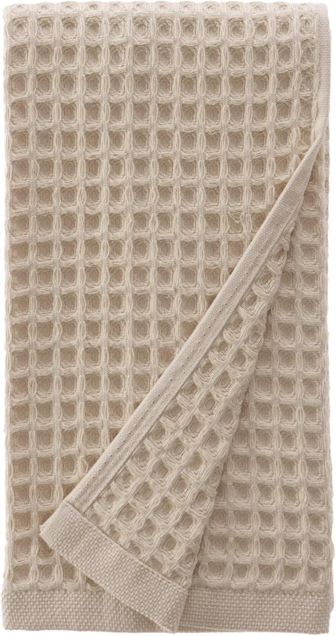 sea me at home Waffle Hand Towel – 100% Turkish Cotton, Quick-Dry, Soft and Absorbent Bathroom Towel (Beige)