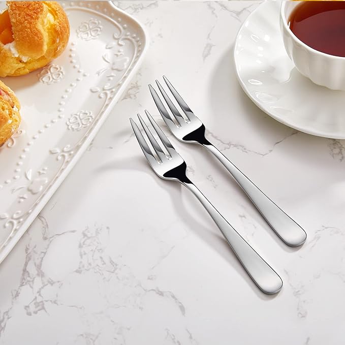KEAWELL Premium Louise Forks, Set of 4, 18/10 Stainless Steel, Forks Silverware with Round Edge, Exceptional Mirror Finish, Dishwasher Safe (6.1" Small Fork)