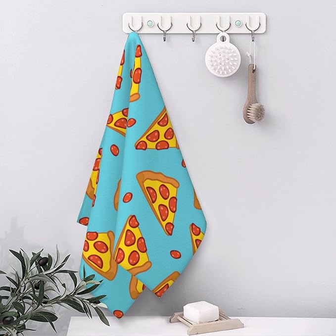 Doodle Pizza Hand Towel for Bathroom Set of 2 Hand Bath Towels Soft Absorbent Decorative Towels for Bathroom Kitchen Yoga Home Decor 14 x 28 in