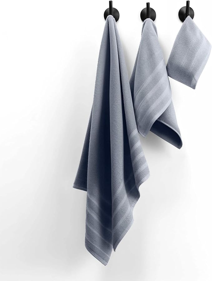 Hearth & Harbor Bath Towels for Bathroom - 100% Ring Spun Cotton Luxury Bathroom Towels - Soft & Highly Absorbent Bath Towels Set, 6 Piece Set, Ice Blue