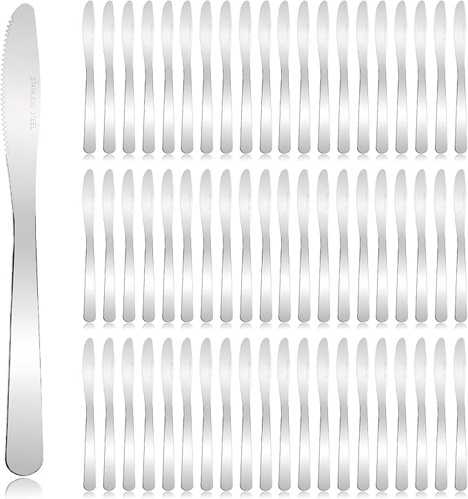 160 Pcs Stainless Steel Dinner Knives 8.3 Inches Butter Knife, long-lasting Silverware Spreader Knives for Steak, Table, Kitchen, Home, and Restaurant (Silver)