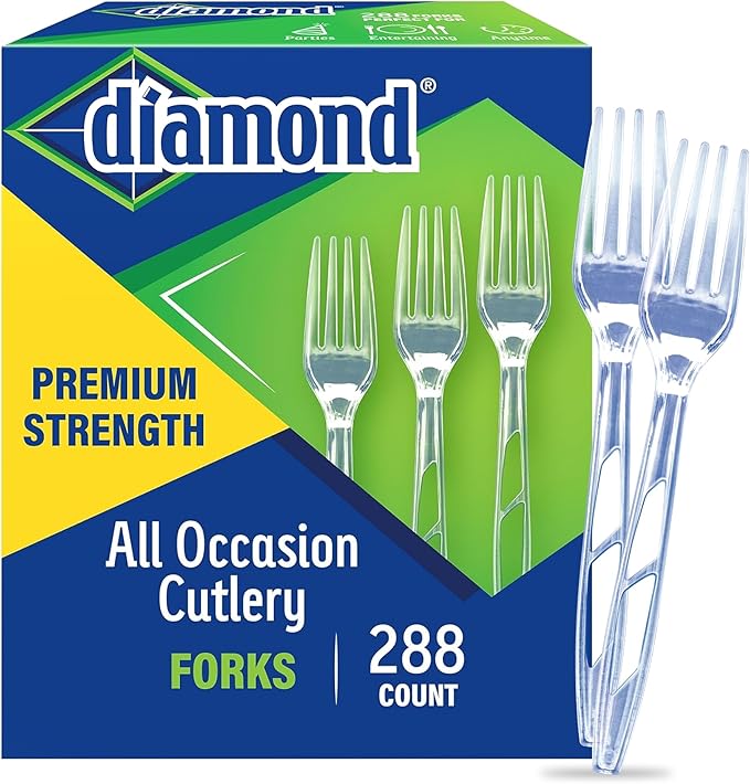 Diamond® All Occasion Clear Disposable Cutlery Set 288 Count (288 Forks Set)