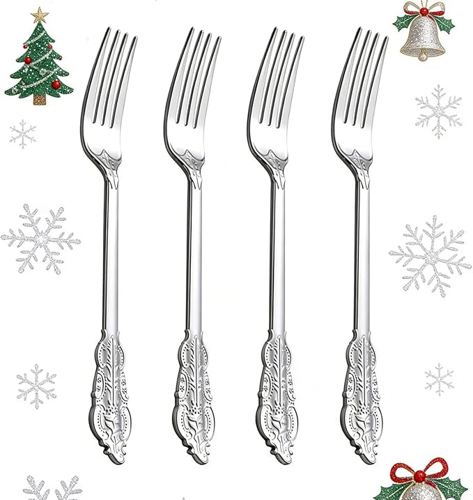 Ciaell 200 Pieces Silver Plastic Forks - Silver Disposable Forks - 7.4inch Heavy Duty Plastic Forks - Heavyweight Dessert Forks Perfect for Parties Weddings Birthdays