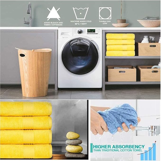 Lchkrep Bathroom Hand Towels (14x30 inch), Home Soft Cotton Super Soft Highly Absorbent Hand Towel for Bath, Hand, Face, Gym and Spa,(Yellow 2 Pack)