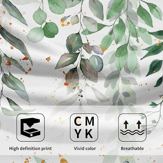 Imiss Eucalyptus Leaf Hand Towels Set of 2 Green Leaves Decorative Kitchen Dish Cloths 14.4 x 28.3 Inch Soft Small Fingertip Towel for Bathroom Hotel Gym Spa