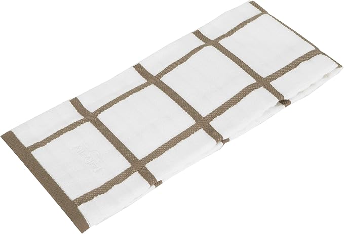 All-Clad Checked Kitchen Towel: Highly Absorbent, Super Soft Long Lasting - 100% Cotton, 17"x30" Tea Towel for Cleaning & Drying Dishes, Pans, Glassware, or Countertops, (1-Pack), Mushroom