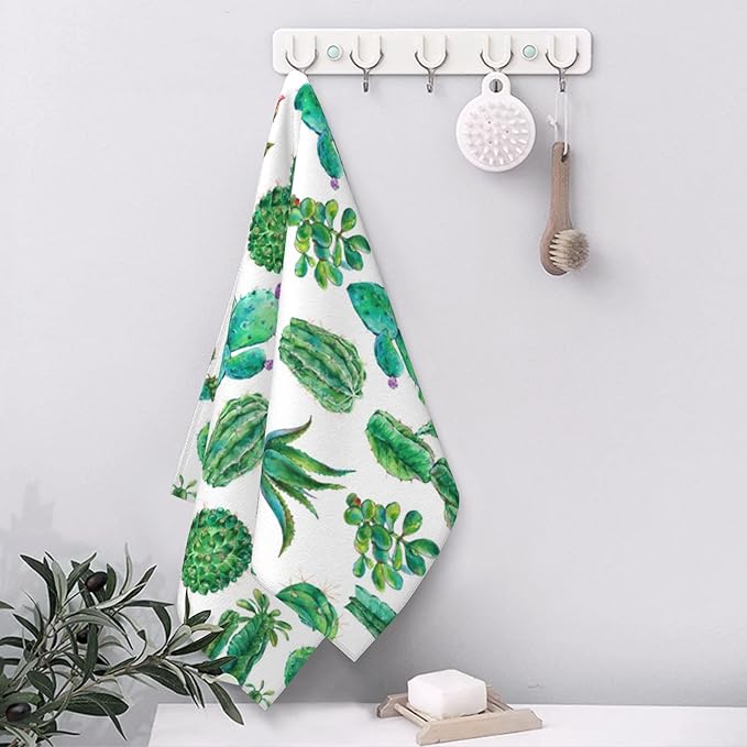 Watercolor Cactus Hand Towel for Bathroom Set of 2 Hand Bath Towels Soft Absorbent Decorative Towels for Bathroom Kitchen Yoga Home Decor 14 x 28 in