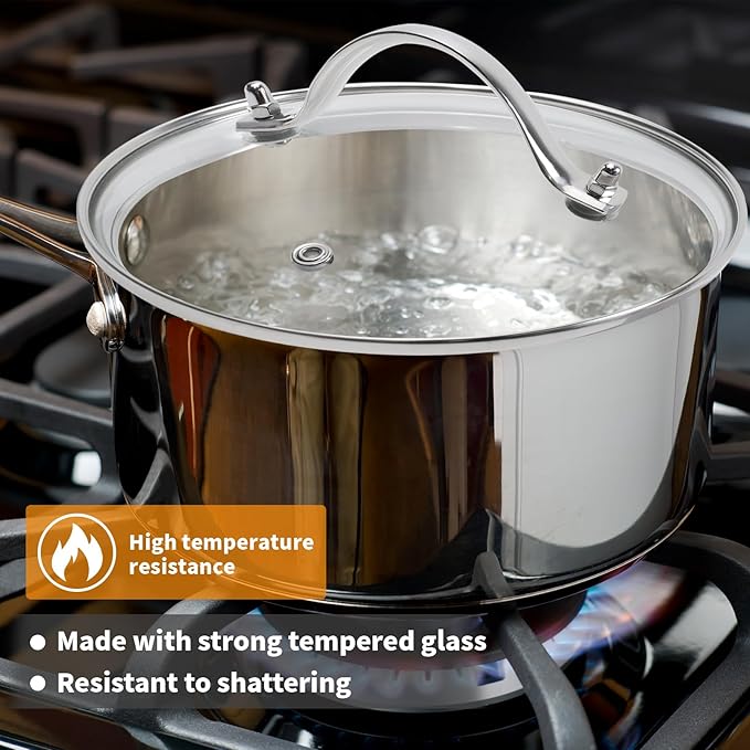 7" Tempered Glass Pan Lid with Steam Vent, Thickened to 4mm and Dishwasher Safe and Oven up to 480℉, Universal Lid Fit for Cast Iron Skillets, Frying Saute Pan, Cooking Pot