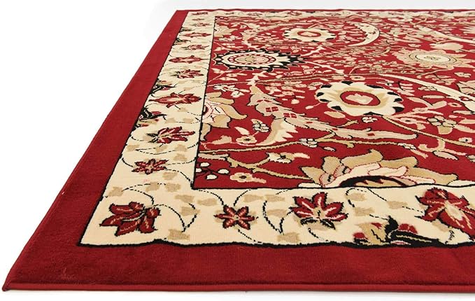 Unique Loom Espahan Collection Area Rug - Cape Cod (8'Square, Red/ Beige)