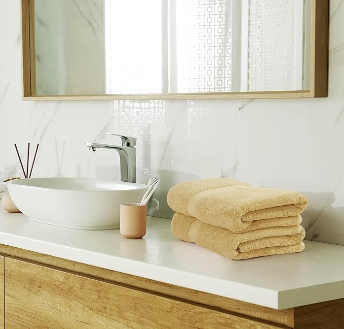 Utopia Towels 8-Piece Premium Towel Set, 2 Bath Towels, 2 Hand Towels, and 4 Wash Cloths, 600 GSM 100% Ring Spun Cotton Highly Absorbent Towels for Bathroom, Gym, Hotel, and Spa (Beige)