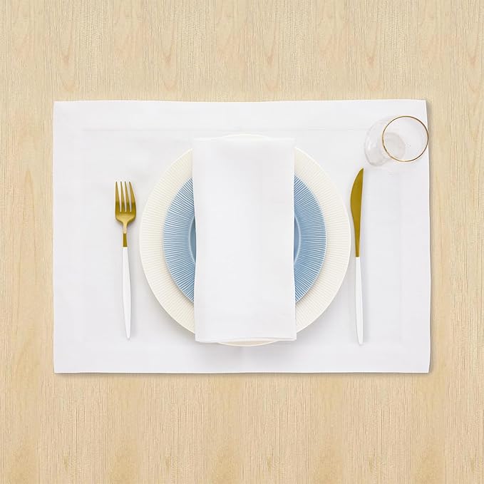 Solino Home White Linen Napkins Set of 6-100% Pure Linen Cloth Washable Dinner Napkins 20 x 20 Inch for Fall, Autumn, Halloween, Thanksgiving, Christmas, Holiday - Fete