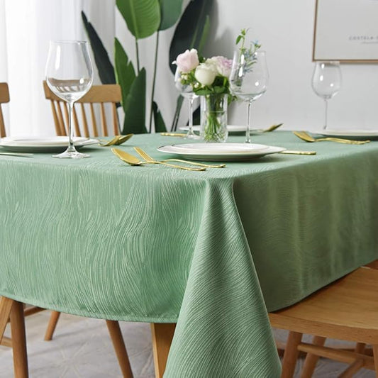 maxmill Jacquard Tablecloth Swirl Design Water Resistance Antiwrinkle Heavy Weight Soft Table Cloth for Buffet Banquet Parties Event Holiday Dinner Square 52 x 52 Inch Sage Green