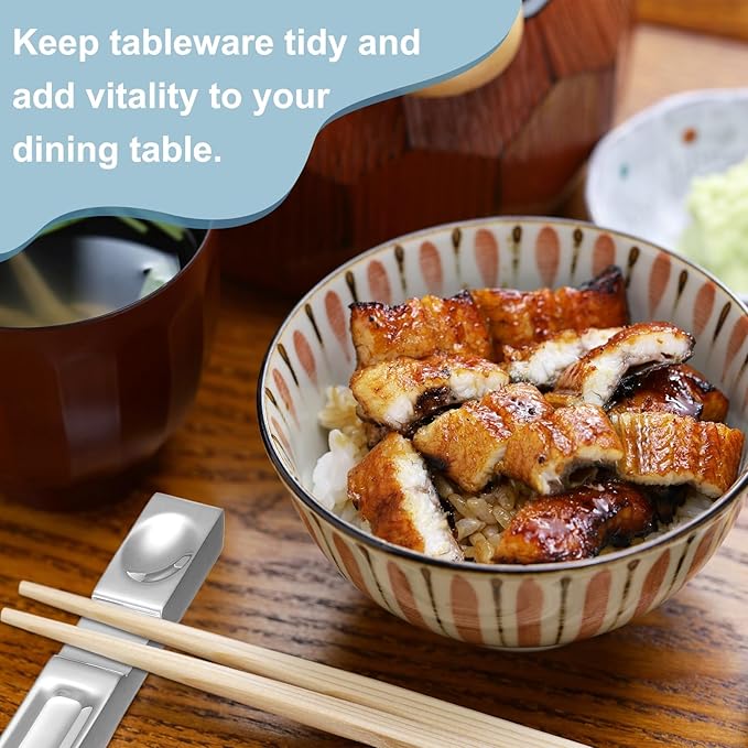 uxcell 2pcs Chopstick Rest, 304 Stainless Steel Chopsticks Holder 4.13" x 0.78" x 0.51", Household Tableware Kitchen Tools for Spoon Fork Teaspoon Dining Tool Rest, Blue