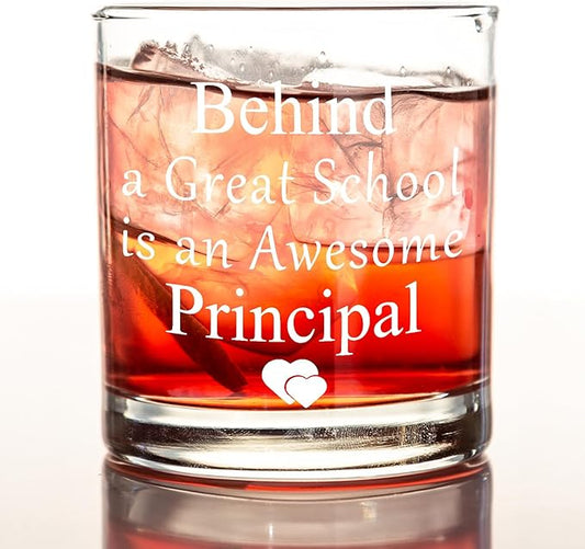 kunlisa Principal Gifts Whiskey Glasses, Principal Appreciation Gifts for Women Men, 10 oz Drinking Rocks Glasses for Women Men Whisky Cocktail Scotch Bourbon Liquor