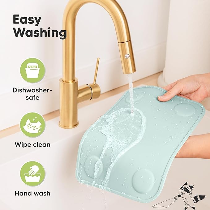 KeaBabies 2-Pack Silicone Placemats for Toddlers - 12x9 Non Slip Suction Baby Silicone Placemat for Kids Eating, Easy to Clean, Busy Travel Baby Mat for Dining Table, Food Grade/BPA-Free (Pastel Sky)