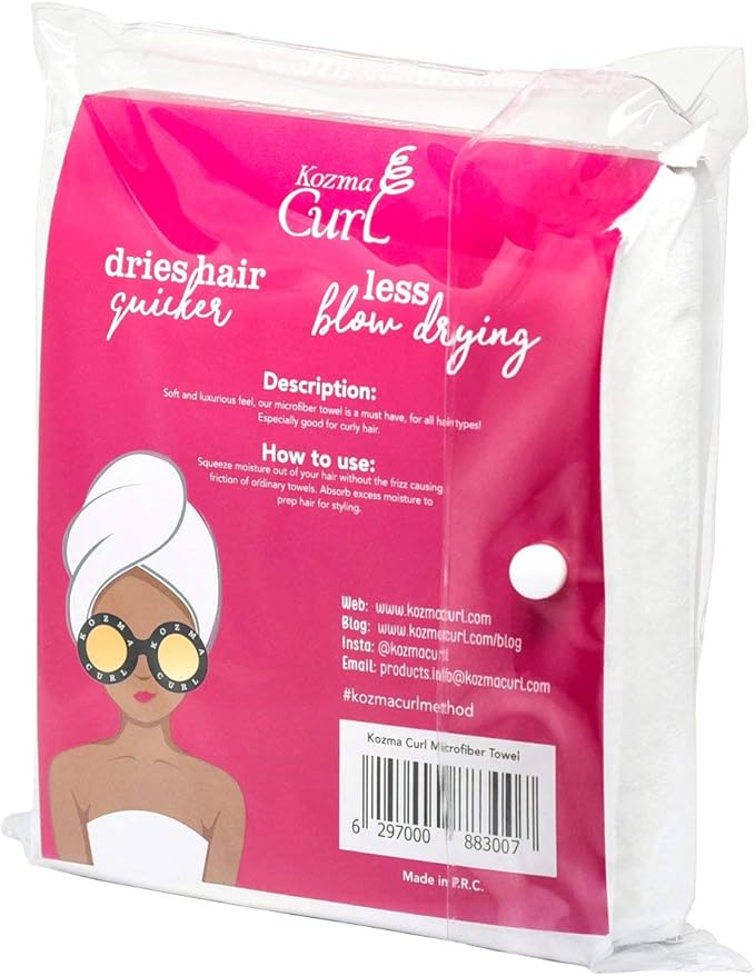 Kozma Curl Microfiber Hair Towel 20 x 37 | Anti-Frizz Microfiber Towel for Curly Hair | Super Soft Absorbent Hair Wrap Turban | Fast Drying Gentle Alternative to Cotton