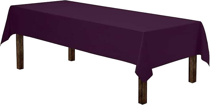 Gee Di Moda Rectangle Tablecloth - 60 x 84 Inch Eggplant Table Cloth for 5 Foot Rectangle Tables - Heavy Duty Washable Fabric - for Holiday Party, Dinner, Weddings, Baby Shower & Events