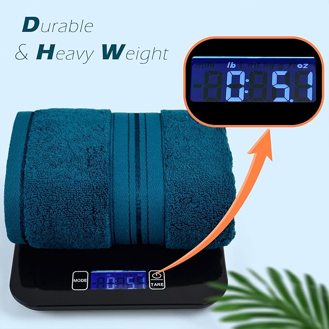 Cleanbear Cotton Hand Towel Thick Bathroom Hand Towels - 2 Pack (Peacock Blue), 13 x 28 Inches