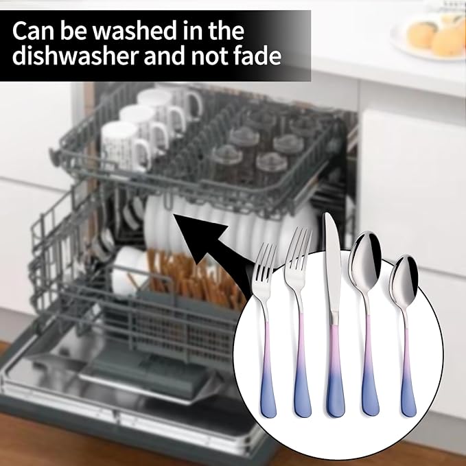 20-Pieces Color Silverware Sets for 4,Pink and gray Handle Stainless Steel Cutlery Set, Include Forks Spoons and Knives Set, Dishwasher Safe Utensil Sets for Home Restaurant