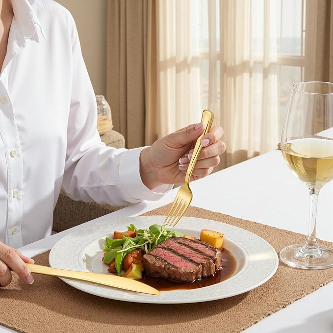 NOCCUR 400PCS Gold Plastic Silverware - Gold Plastic Cutlery Include 200 Forks, 100 Spoons, 100 Knives, Disposable Silverware Perfect for Party&Daily Using