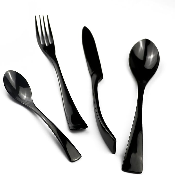 20-Piece 18/10 Stainless Steel Flatware Set Mirror Polishing Black, Serive for 4