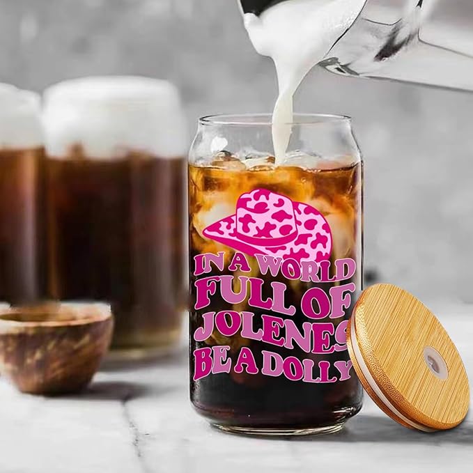 Western Gifts for Women Hot Pink Western Cowgirl Accessories Birthday Christmas Decorations Gifts for Women Girls Party Favors Cute Glass Cups with Lids and Straws, 16 Oz Pink Tumbler