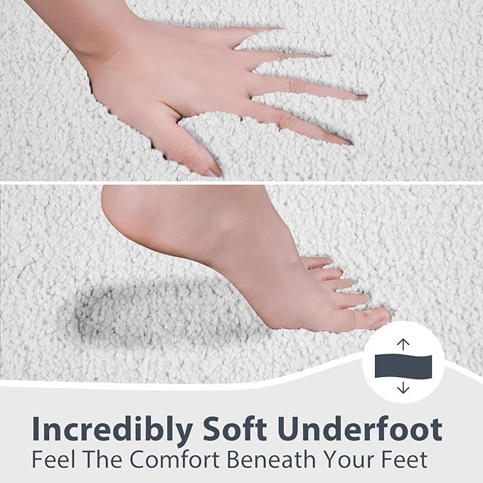 Bathroom Rugs 30" x 46", Non-Slip Extra Soft Absorbent Bath Rugs, Machine Washable Quick Dry Bath Mats for Bathroom Floor, Shower, Bathtub and Sink, White