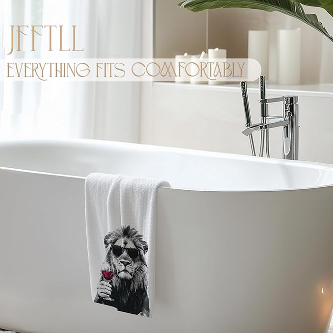 Funny Lion Kitchen Towels, Lion Lover Gifts Dish Tea Towels for Home Bar Kitchen, Wine Lover Gifts, Funny Hand Towels for Bathroom,16x24 Inch