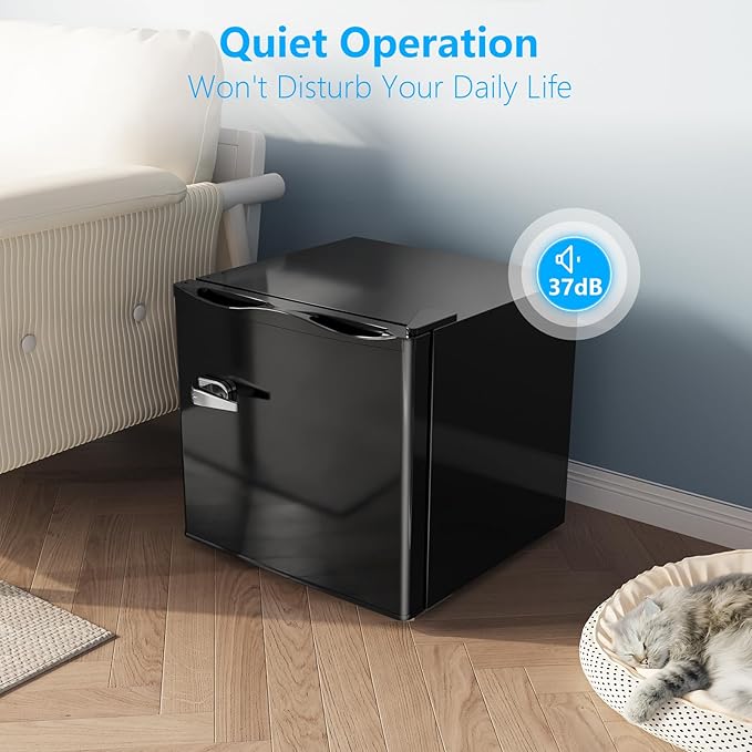 COWSAR 1.2 Cu.Ft Compact Freezer, Upright Freezers with Handle, Removable Shelves, Adjustable Thermostat, Low Noise Stand up Congelador for Dorm, Office, Commercial,Black