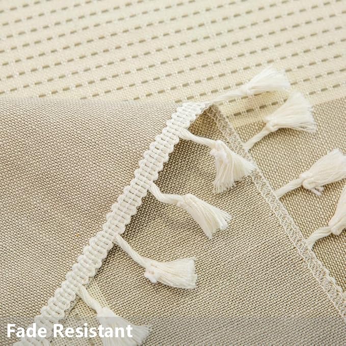 TruDelve Gray Fabric Tablecloths 8 Foot Table Cloths for Rectangle Tables Oblong Boho Striped Fall Tablecloths for Rectangle Tables (98"x55", Gray)